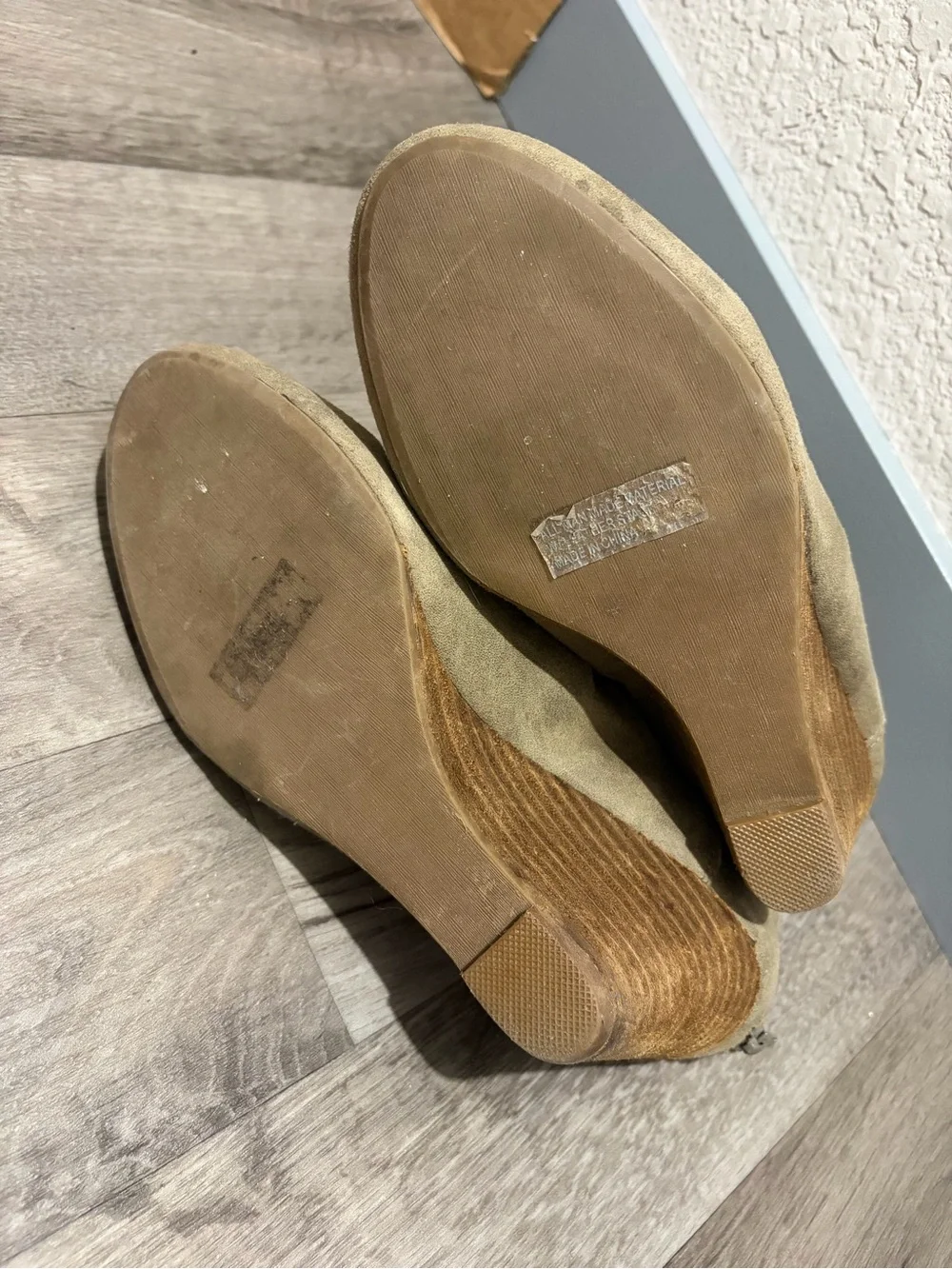 Women’s Taupe Faux Suede Wedge Ankle Booties Size 9